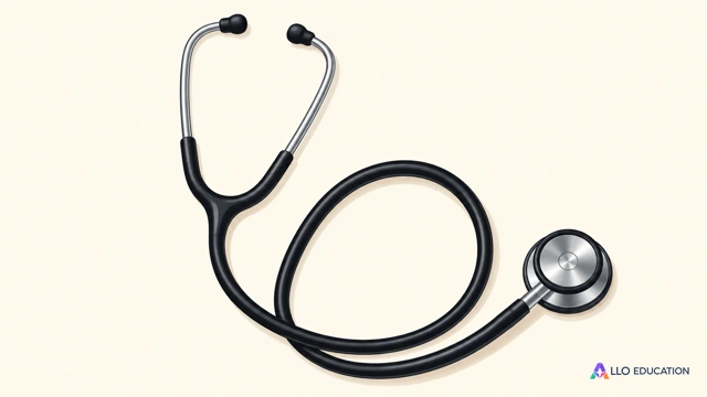 Un stéthoscope noir et argent entier, isolé sur fond clair, sans inscription ni mesure.