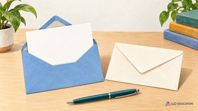Deux enveloppes unies et une carte vierge avec un stylo, sans adresse ni inscription.